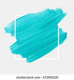 Logo brush painted acrylic abstract background design illustration vector over square frame. Perfect watercolor design for headline, logo and sale banner. 