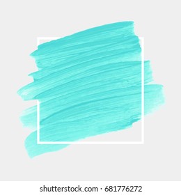 Logo brush painted acrylic abstract background design illustration vector over square frame. Perfect watercolor design for headline, logo and sale banner. 