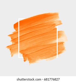 Logo brush painted acrylic abstract background design illustration vector over square frame. Perfect watercolor design for headline, logo and sale banner. 