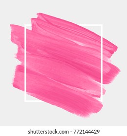 Logo brush painted acrylic abstract background design illustration vector over square frame. Perfect watercolor design for headline, logo and sale banner. 