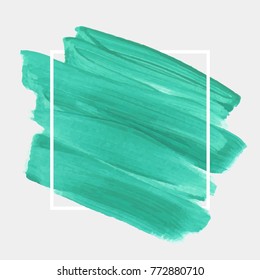Logo brush painted acrylic abstract background design illustration vector over square frame. Perfect watercolor design for headline, logo and sale banner. 