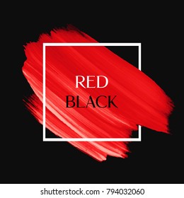 Logo brush painted acrylic abstract over black background illustration vector over square frame. Perfect painted design for headline, logo and sale banner. 