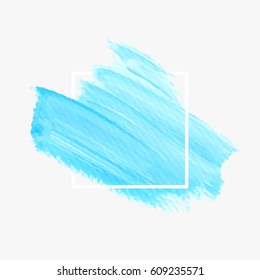 Logo brush painted art abstract watercolor background design illustration vector over square frame. Perfect acrylic design for headline, logo and sale banner. 