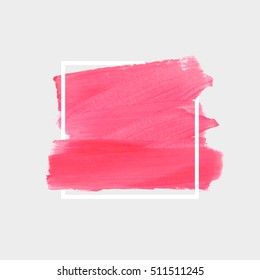 Logo brush painted textured watercolor art abstract background vector illustration. Acrylic stroke poster over square frame. Perfect design for headline, logo and sale banner. 