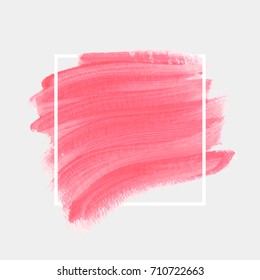 Logo brush painted textured watercolor art abstract background vector illustration. Acrylic stroke poster over square frame. Perfect design for headline, logo and sale banner. 
