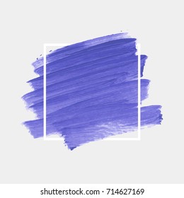 Logo brush painted textured watercolor art abstract background vector illustration. Acrylic stroke poster over square frame. Perfect design for headline, logo and sale banner. 