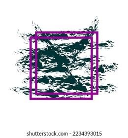 Logo brush painted watercolor abstract background design illustration over square frame. Perfect painted design for headline, logo and banner