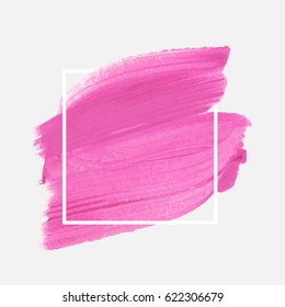 Logo brush painted watercolor abstract background design illustration vector over square frame. Perfect acrylic design for headline, logo and sale banner. 