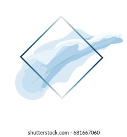Logo brush painted watercolor abstract background design illustration vector over square frame