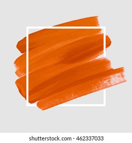 Logo brush painted watercolor background. Art abstract brush paint texture design acrylic stroke poster over square frame vector illustration. Perfect design for headline, logo and sale banner. 