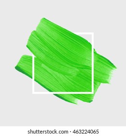 Logo brush painted watercolor background. Art abstract brush paint texture design acrylic stroke poster over square frame vector illustration. Perfect design for headline, logo and sale banner. 