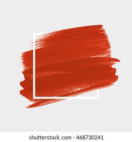 Logo brush painted watercolor background. Art abstract brush paint texture design acrylic stroke poster over square frame vector illustration. Perfect design for headline, logo and sale banner. 