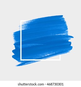 Logo brush painted watercolor background. Art abstract brush paint texture design acrylic stroke poster over square frame vector illustration. Perfect design for headline, logo and sale banner. 