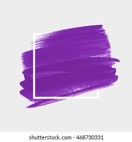 Logo brush painted watercolor background. Art abstract brush paint texture design acrylic stroke poster over square frame vector illustration. Perfect design for headline, logo and sale banner. 