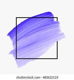 Logo brush painted watercolor background. Art abstract brush paint texture design acrylic stroke poster over square frame vector illustration. Perfect design for headline, logo and sale banner. 