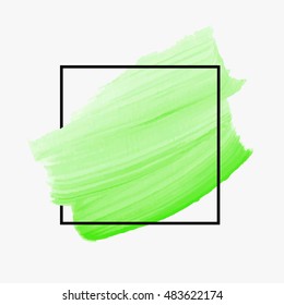 Logo brush painted watercolor background. Art abstract brush paint texture design acrylic stroke poster over square frame vector illustration. Perfect design for headline, logo and sale banner. 