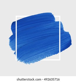 Logo brush painted watercolor background. Art abstract brush paint texture design acrylic stroke poster over square frame vector illustration. Perfect design for headline, logo and sale banner. 
