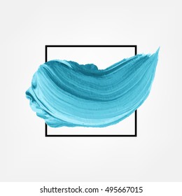 Logo brush painted watercolor background. Art abstract brush paint texture design acrylic stroke poster over square frame vector illustration. Perfect design for headline, logo and sale banner. 