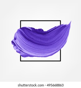 Logo brush painted watercolor background. Art abstract brush paint texture design acrylic stroke poster over square frame vector illustration. Perfect design for headline, logo and sale banner. 
