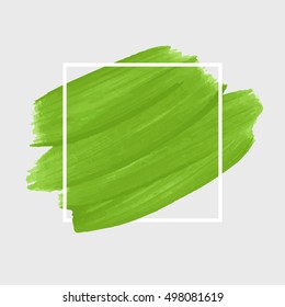 Logo brush painted watercolor background. Art abstract brush paint texture design acrylic stroke poster over square frame vector illustration. Perfect design for headline, logo and sale banner. 