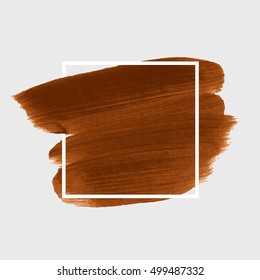 Logo brush painted watercolor background. Abstract brush paint texture design acrylic stroke poster over square frame vector illustration. Perfect design for headline, logo and sale banner. 