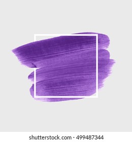 Logo brush painted watercolor background. Abstract brush paint texture design acrylic stroke poster over square frame vector illustration. Perfect design for headline, logo and sale banner. 