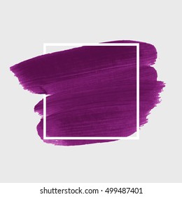 Logo brush painted watercolor background. Abstract brush paint texture design acrylic stroke poster over square frame vector illustration. Perfect design for headline, logo and sale banner. 
