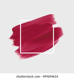 Logo brush painted watercolor background. Abstract texture design acrylic stroke poster over square frame vector illustration. Perfect  for headline, sale banner. 