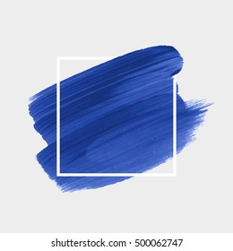 Logo brush painted watercolor background. Abstract texture design acrylic stroke poster over square frame vector illustration. Perfect design for headline, logo and sale banner. 