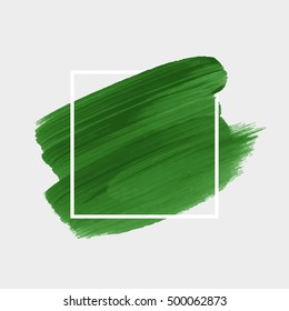 Logo brush painted watercolor background. Abstract texture design acrylic stroke poster over square frame vector illustration. Perfect design for headline, logo and sale banner. 