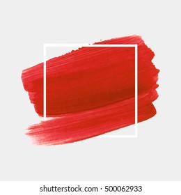 Logo brush painted watercolor background. Abstract texture design acrylic stroke poster over square frame vector illustration. Perfect design for headline, logo and sale banner. 