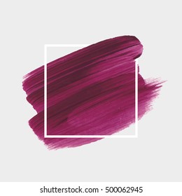 Logo brush painted watercolor background. Abstract texture design acrylic stroke poster over square frame vector illustration. Perfect design for headline, logo and sale banner. 