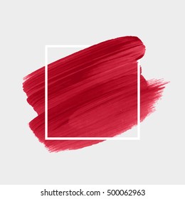 Logo brush painted watercolor background. Abstract texture design acrylic stroke poster over square frame vector illustration. Perfect design for headline, logo and sale banner. 