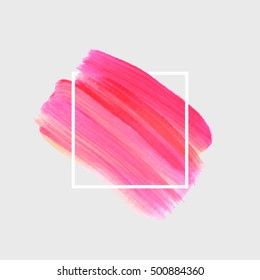 Logo brush painted watercolor background. Abstract texture design acrylic stroke poster over square frame vector illustration. Perfect design for headline, logo and sale banner. 