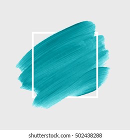 Logo brush painted watercolor background. Abstract texture design acrylic stroke poster over square frame vector illustration. Perfect design for headline, logo and sale banner. 