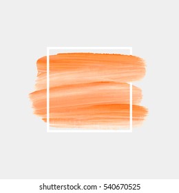 Logo brush painted watercolor background. Art abstract brush paint texture design acrylic stroke poster over square frame vector illustration. Perfect design for headline, logo and sale banner. 