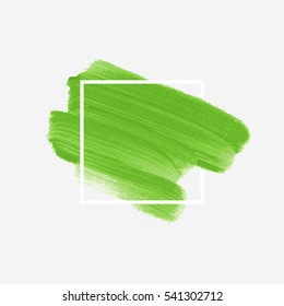 Logo brush painted watercolor background. Art abstract brush paint texture design acrylic stroke poster over square frame vector illustration. Perfect design for headline, logo and sale banner. 