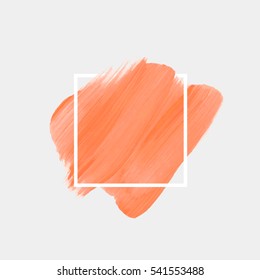 Logo brush painted watercolor background. Art abstract brush paint texture design acrylic stroke poster over square frame vector illustration. Perfect design for headline, logo and sale banner. 
