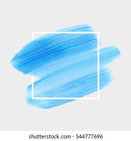 Logo brush painted watercolor background. Art abstract brush paint texture design acrylic stroke poster over square frame vector illustration. Perfect design for headline, logo and sale banner. 