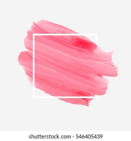 Logo brush painted watercolor background. Art abstract brush paint texture design acrylic stroke over square frame vector illustration. Perfect design for headline and sale banner. 