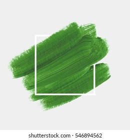 Logo brush painted watercolor background. Art abstract brush paint texture design acrylic stroke over square frame vector illustration. Perfect design for headline and sale banner. 