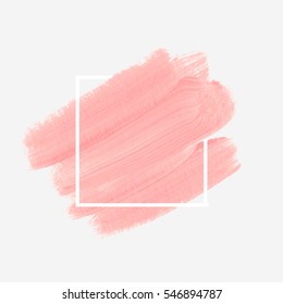 Logo brush painted watercolor background. Art abstract brush paint texture design acrylic stroke over square frame vector illustration. Perfect design for headline and sale banner. 