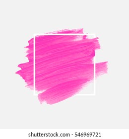 Logo brush painted watercolor background. Art abstract brush paint texture design acrylic stroke over square frame vector illustration. Perfect design for headline and sale banner. 