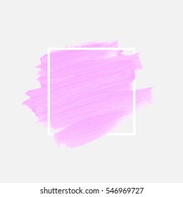Logo brush painted watercolor background. Art abstract brush paint texture design acrylic stroke over square frame vector illustration. Perfect design for headline and sale banner. 