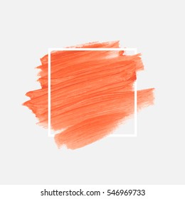 Logo brush painted watercolor background. Art abstract brush paint texture design acrylic stroke over square frame vector illustration. Perfect design for headline and sale banner. 