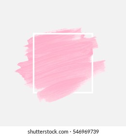 Logo brush painted watercolor background. Art abstract brush paint texture design acrylic stroke over square frame vector illustration. Perfect design for headline and sale banner. 