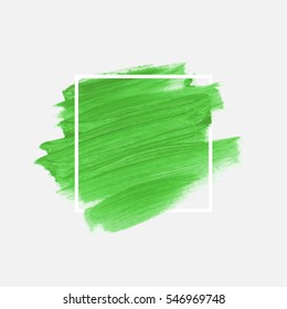 Logo brush painted watercolor background. Art abstract brush paint texture design acrylic stroke over square frame vector illustration. Perfect design for headline and sale banner. 