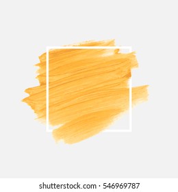 Logo brush painted watercolor background. Art abstract brush paint texture design acrylic stroke over square frame vector illustration. Perfect design for headline and sale banner. 