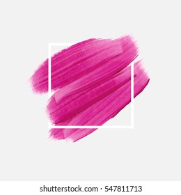 Logo brush painted watercolor background. Art abstract brush paint texture design acrylic stroke over square frame vector illustration. Perfect design for headline and sale banner. 