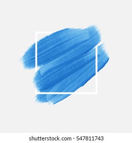 Logo brush painted watercolor background. Art abstract brush paint texture design acrylic stroke over square frame vector illustration. Perfect design for headline and sale banner. 